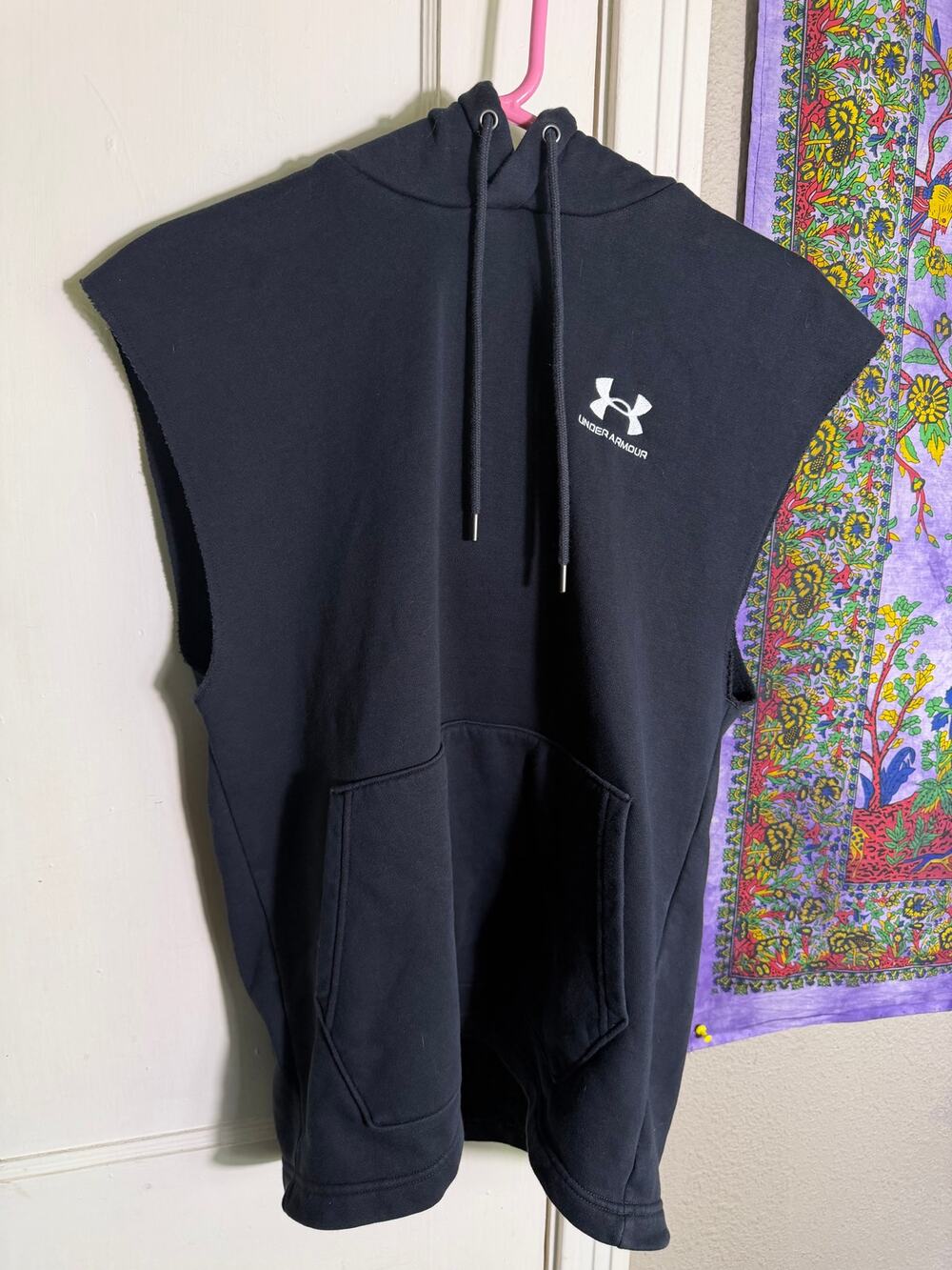 Under Armour Sleeveless Hoodie Black Pullover Oversized Gym Streetwear